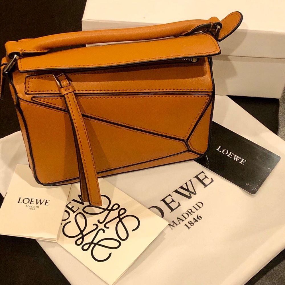 NEW LOEWE Tan Leather Puzzle Small Bag - NWT